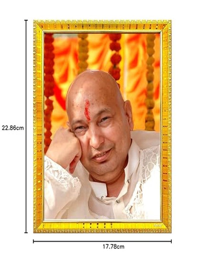 ZIG-ZAG zig zag Jai Guruji Gurudev Photo Frame For Wall / Table / Pooja Room ( 7x9 inches, Acrylic Glass) Golden - Image 5